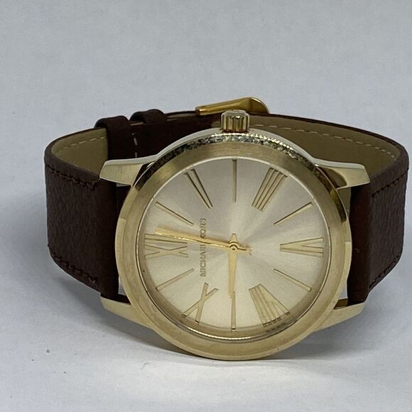 Michael Kors MK3490 Women's Brown Leather Analog Dial Quartz Wrist Watch HK995 - Picture 7 of 12